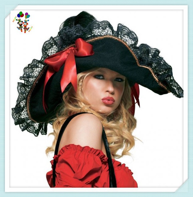 黒と赤のハロウィーンパーティーファンシー冒険活劇hpc-0276女性の帽子を編んだ-パーティーハット問屋・仕入れ・卸・卸売り