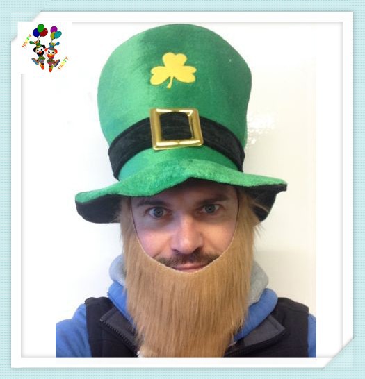 派手なパーティーアイルランドシャムロックラグビーフットボールstpatricks日ひげhpc-0251緑のトップ付き帽子-パーティーハット問屋・仕入れ・卸・卸売り