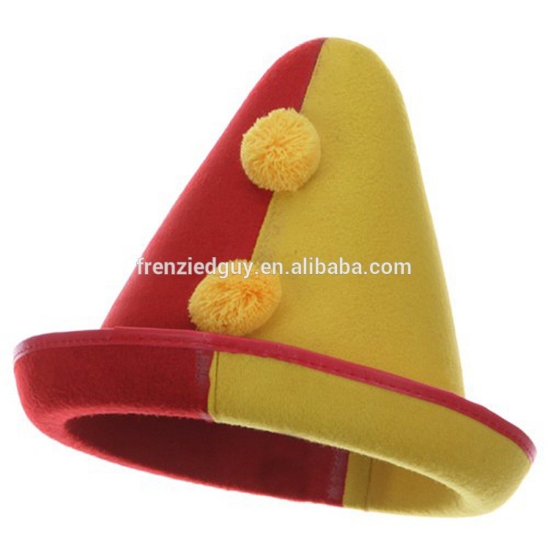 クレイジーパーティー赤黄色ピエロフェルト帽子-パーティーハット問屋・仕入れ・卸・卸売り