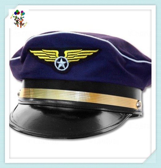 大人飛行機の航空会社のパイロットの飛行士キャプテン衣装の帽子つばhpc-0213ビニールで-パーティーハット問屋・仕入れ・卸・卸売り