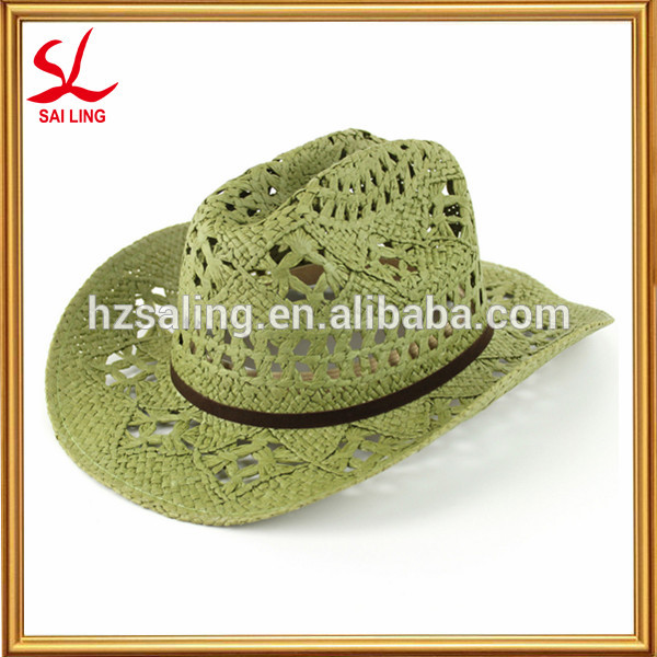 新しいスタイルのファッション夏の太陽手作り緑つば紙のストローハット-麦わら帽子問屋・仕入れ・卸・卸売り