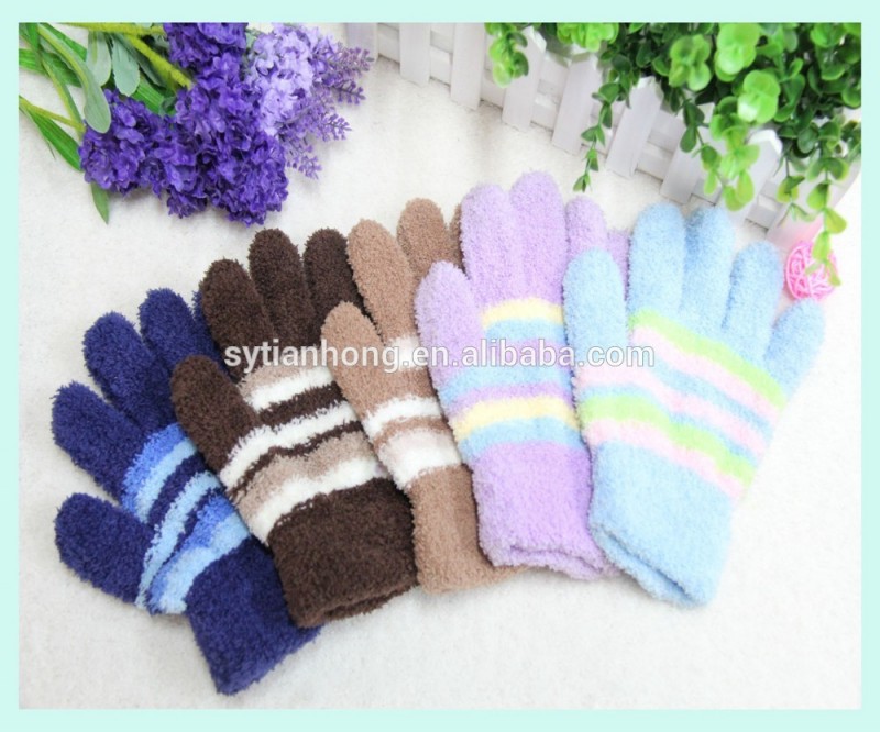 暖かい魔法の手袋、 冬ストライプ手袋-フェザーグローブ、ミトン問屋・仕入れ・卸・卸売り