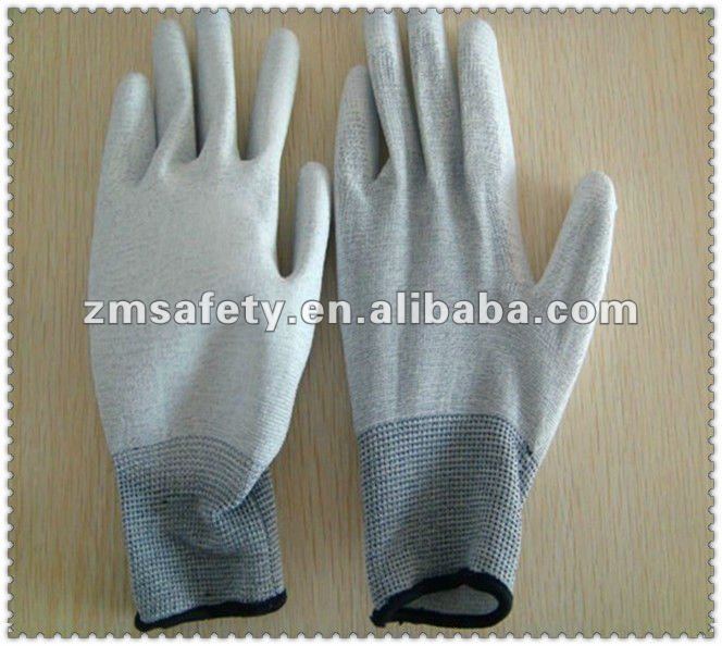 炭素繊維帯電防止手袋pu手のひらをcoatedjre67-ナイロン手袋、ミトン問屋・仕入れ・卸・卸売り