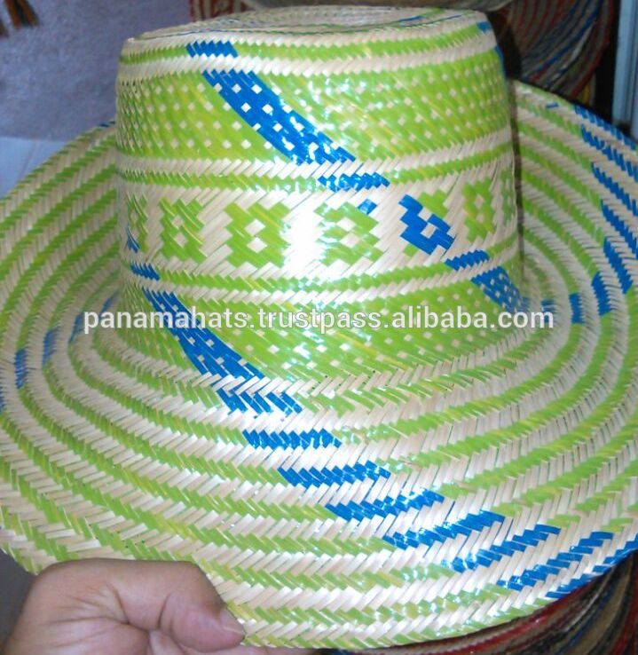 Wayuu帽子異なるグリーン色とデザイン-麦わら帽子問屋・仕入れ・卸・卸売り