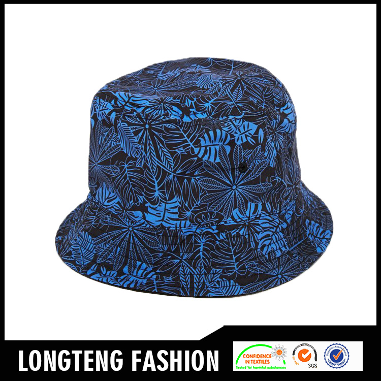 青バケツの帽子を印刷ハワイ風熱帯地方の漁師の帽子-バケツハット問屋・仕入れ・卸・卸売り