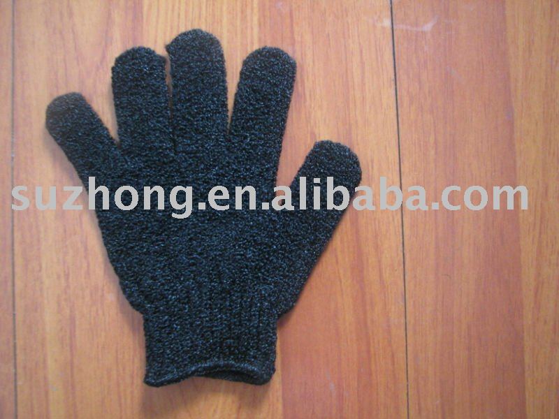 黒い色ナイロンバスマッサージグローブ-ナイロン手袋、ミトン問屋・仕入れ・卸・卸売り