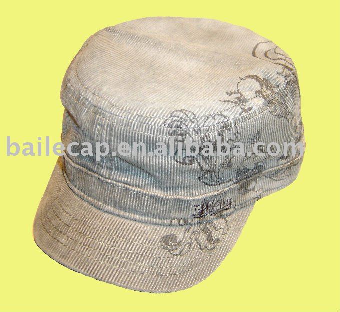 印刷物が付いている軍隊の帽子は、材料刺繍し、: コーデュロイ、サイズ: 59cm。-スポーツキャップ問屋・仕入れ・卸・卸売り