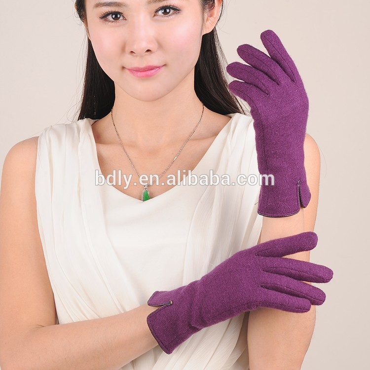 ファッション紫色のウールニット手袋毛皮の裏地付き、 熱い- 売れている女性のウールの手袋-ウール手袋、ミトン問屋・仕入れ・卸・卸売り