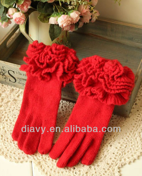 女性花のレースの手袋のための最新2014年女性の冬の手袋の設計-ウール手袋、ミトン問屋・仕入れ・卸・卸売り
