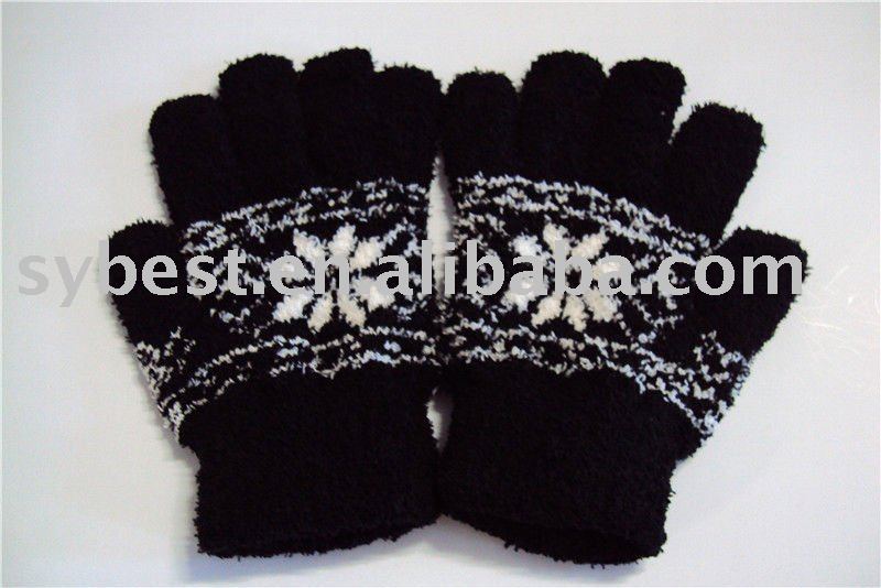 雪デザインジャカード手袋-ウール手袋、ミトン問屋・仕入れ・卸・卸売り