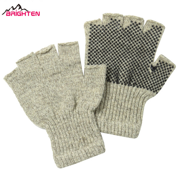 メンズウール手袋ハーフフィンガーグリッパー-ウール手袋、ミトン問屋・仕入れ・卸・卸売り