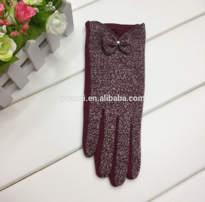 えび茶色のalibabaの卸売ファッションの女性のドレス手袋フリルカフ-カシミヤ手袋、ミトン問屋・仕入れ・卸・卸売り