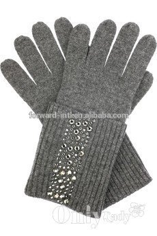 ファッションレディースグレーカシミヤの手袋-カシミヤ手袋、ミトン問屋・仕入れ・卸・卸売り