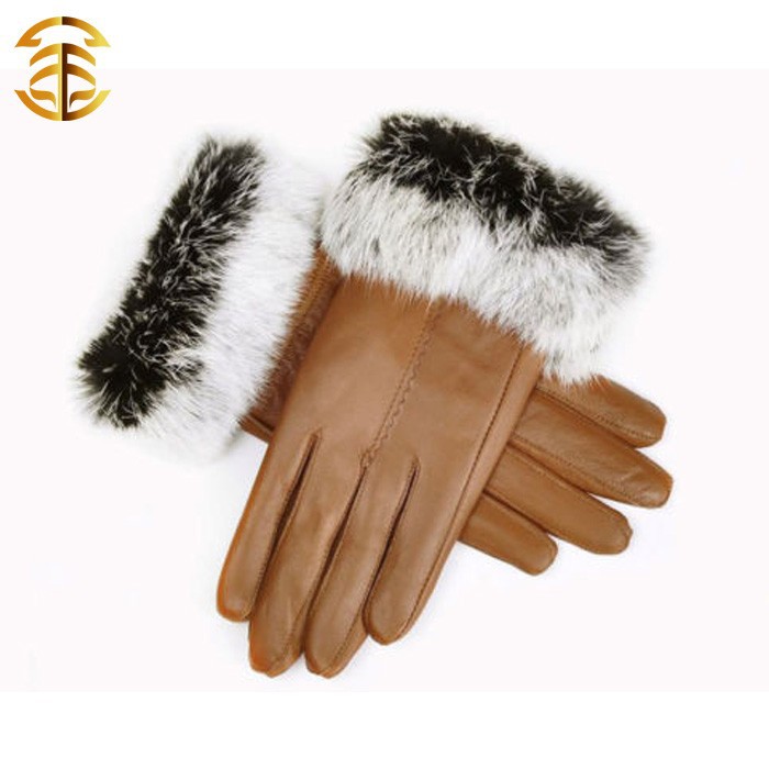 本物のウサギの毛皮ファッションのオートバイの手袋手袋冬暖かいため-カシミヤ手袋、ミトン問屋・仕入れ・卸・卸売り