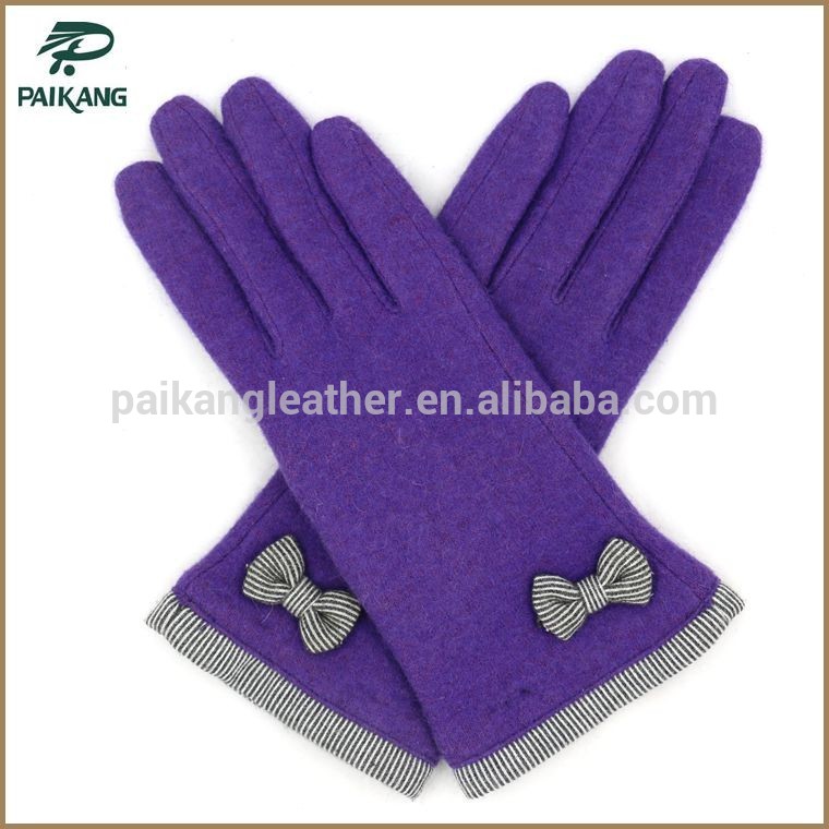 女性の冬の紫100％弓を持つカシミヤの手袋-カシミヤ手袋、ミトン問屋・仕入れ・卸・卸売り