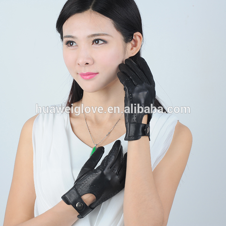 古典的な女性は、 穴黒ヤギの革オートバイの手袋-ウール手袋、ミトン問屋・仕入れ・卸・卸売り