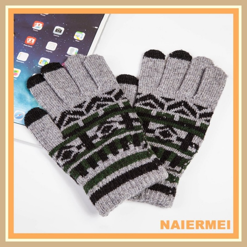卸売ウールの手袋を編んだスマートフォン-ウール手袋、ミトン問屋・仕入れ・卸・卸売り