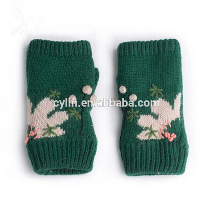 冬のおしゃれな女子素敵な刺繍のかぎ針編みの手袋指なし-ウール手袋、ミトン問屋・仕入れ・卸・卸売り