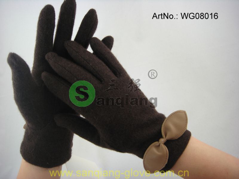 新しいスタイルの女性のウール工場販売ドレッシング弓眼鏡のための化学物質-ウール手袋、ミトン問屋・仕入れ・卸・卸売り