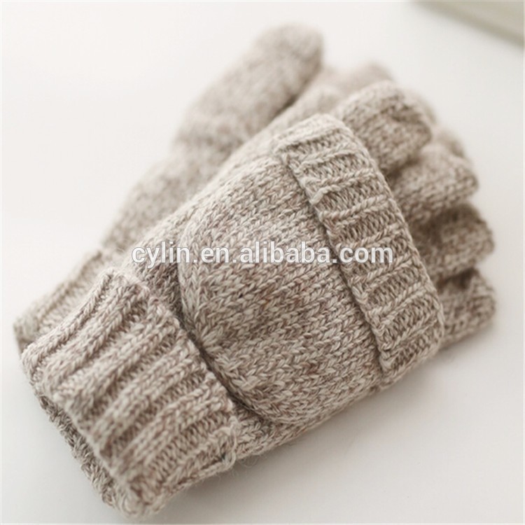 熱い販売の男性暖かい手袋指なし手袋ウール混紡フラップカバー-ウール手袋、ミトン問屋・仕入れ・卸・卸売り