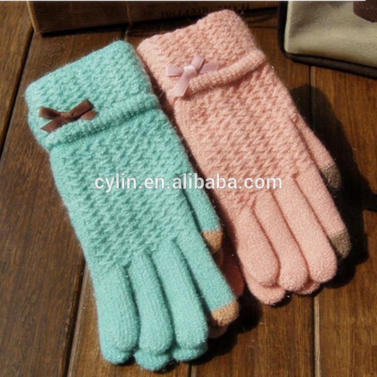 女性弾性手袋グリッド冬のウールの手袋を携帯メール-ウール手袋、ミトン問屋・仕入れ・卸・卸売り