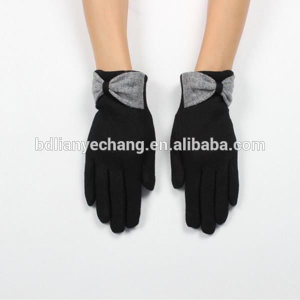 女性の手首温暖化手袋長いウールの生地と黒のレース卸売-ウール手袋、ミトン問屋・仕入れ・卸・卸売り
