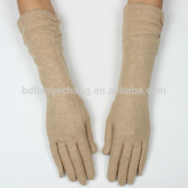 イエロー肘の長さロングウールセクシーなパーティーニット手袋用女性-ウール手袋、ミトン問屋・仕入れ・卸・卸売り