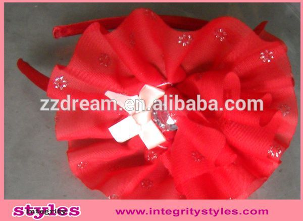 リットルの花の赤甘いスタイルのヘアバンド花付きヘアバンド光沢のある弓-ヘアバンド問屋・仕入れ・卸・卸売り