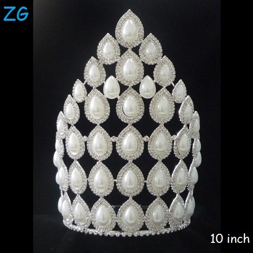 高品質な真珠のティアラパールウェディングティアラ卸売ページェントの王冠女の子のためのプリンセスクラウン-ティアラ問屋・仕入れ・卸・卸売り