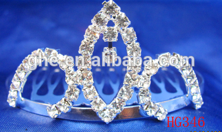 結婚式のヘアアクセサリーリボン冠結晶のページェント王冠ラインストーンのページェント王冠4インチ-ティアラ問屋・仕入れ・卸・卸売り