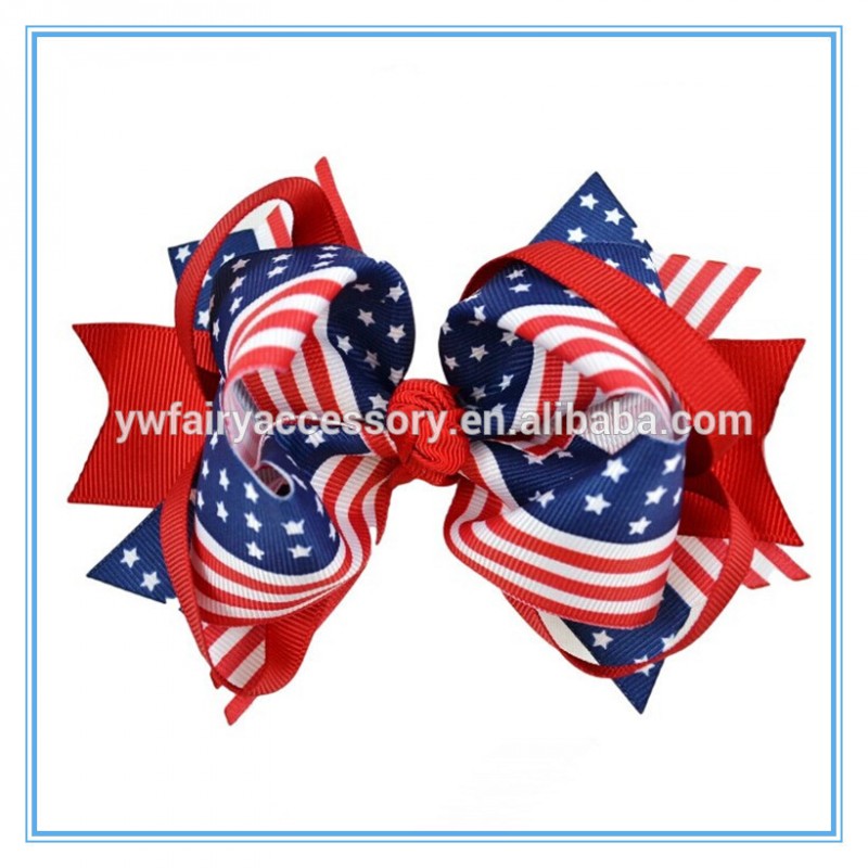 アメリカpatriots'day/旗の日大きなリボンの髪の弓-ヘアピン問屋・仕入れ・卸・卸売り