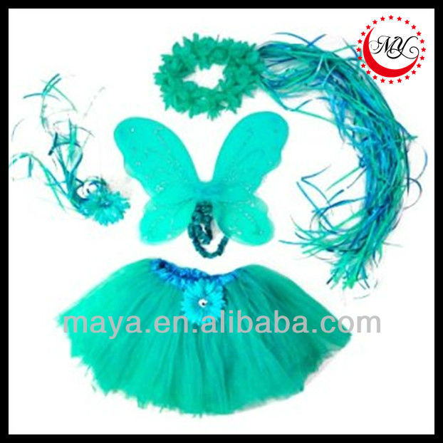 子供のターコイズフラワー4個妖精の王女の衣装セット。 派手な花のハロが含まれます、 チュチュ、 ワンドと翼-ヘアバンド問屋・仕入れ・卸・卸売り