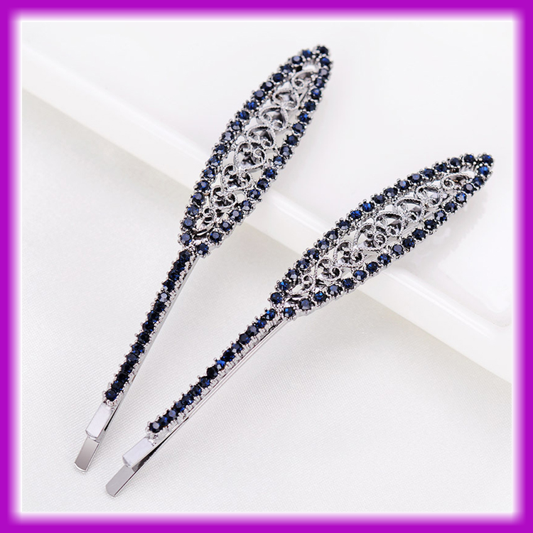 2016新しいデザインブルーラインストーンリーフバレッタヘアクリップ-バレッタ問屋・仕入れ・卸・卸売り