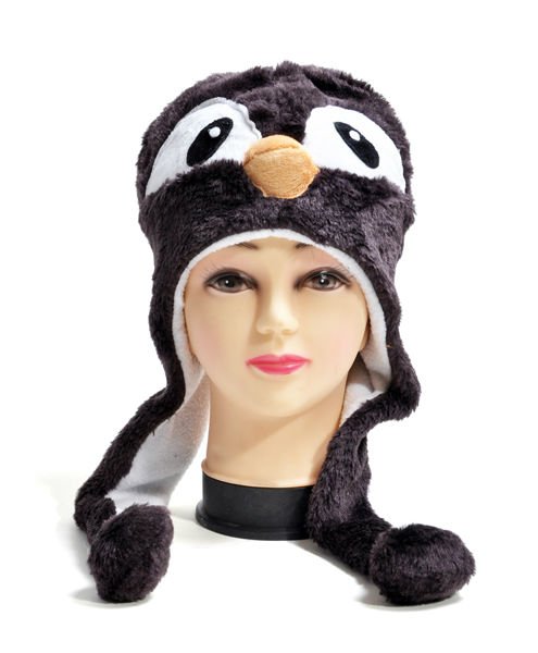 最も新しい様式の柔らかいプラシ天のペンギンの動物のヘッド帽子は冬の間もてあそぶ-その他ヘッドウエア問屋・仕入れ・卸・卸売り