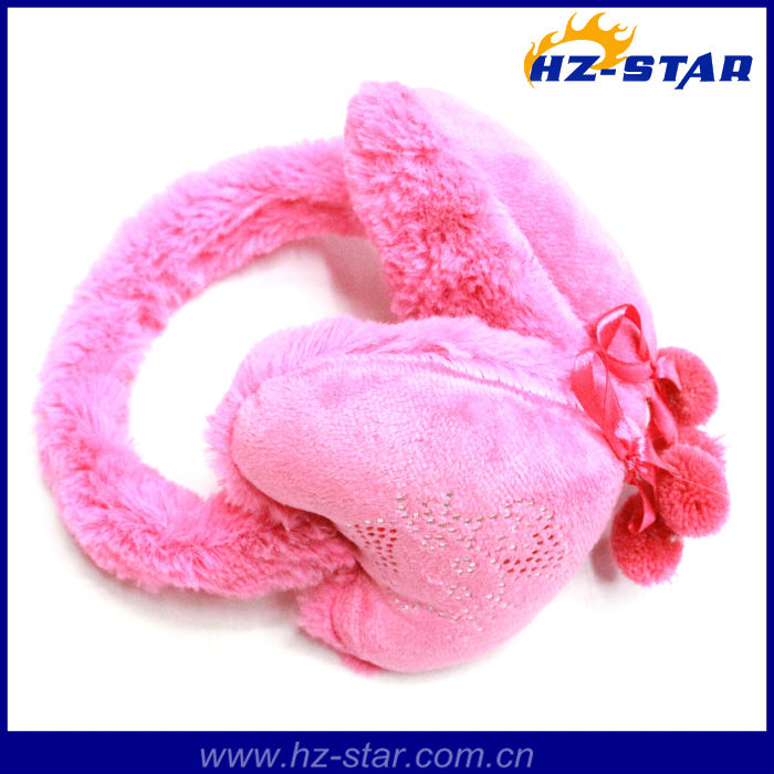 子供ピンクのウサギの毛皮付きhze-13029安いかわいい人気のハート形状耳覆い-イヤーマフ問屋・仕入れ・卸・卸売り