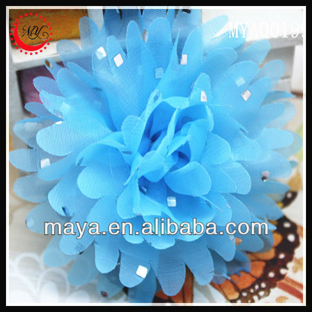 青い繊維キラキラスパンコールの光の花のヘアクリップアクセサリー-ヘアリボン問屋・仕入れ・卸・卸売り