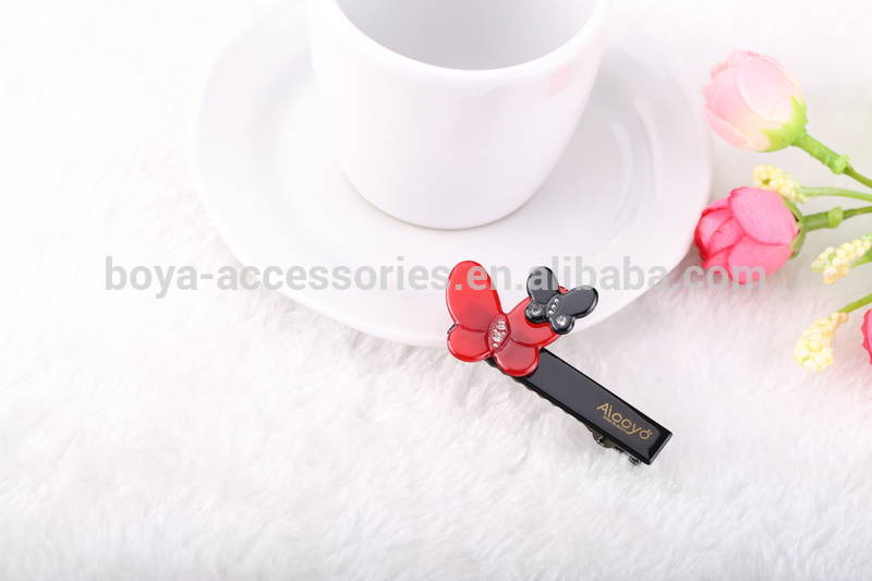 Diyのラインストーンのヘアカットクリップ用女の子酢酸金属ヘアーワニ口クリップフレンチバレッタ蝶ヘアクリップ-バレッタ問屋・仕入れ・卸・卸売り