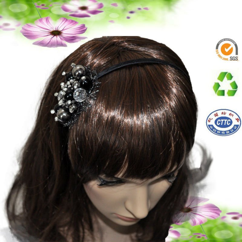 黒花mj-d-67繊細なパールクリスタルヘアフープ/pearlクリスタルヘアフープ-ヘアクロー問屋・仕入れ・卸・卸売り