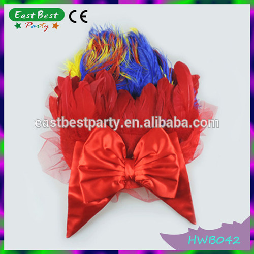 羽の尾のヴィンテージ赤いリボン仮装パーティーヘアピン魅惑的な物-ヘアピン問屋・仕入れ・卸・卸売り