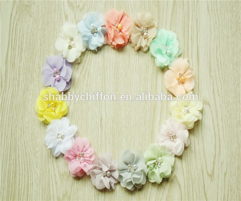 ラインストーンの花シフォン花---- ソフトパールとラインストーン装飾diy- ヘッドバンド-その他ヘアアクセサリー問屋・仕入れ・卸・卸売り