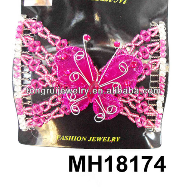アフリカの蝶のヘアクリップビーズのコンパクトミラーをビーズ-ヘアコーム問屋・仕入れ・卸・卸売り