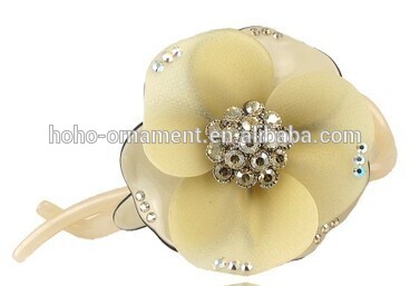 新しいファッションクリスタル黄色の花の髪クリップバナナクリップ-ヘアクロー問屋・仕入れ・卸・卸売り