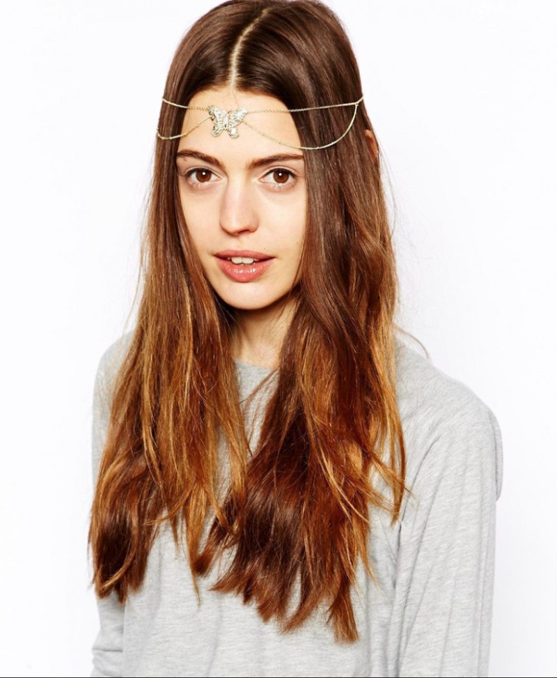 中空2015新しいファッションの金属の蝶のヘアバンドヘアアクセサリー女性チェーンx5-053毛のヘッドバンド-ヘアピン問屋・仕入れ・卸・卸売り