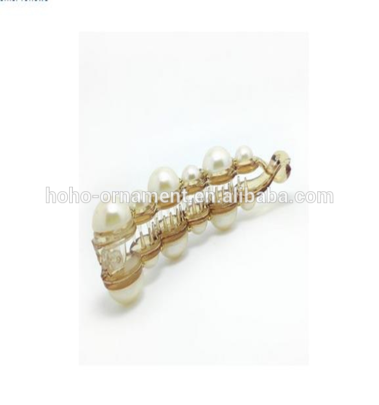 派手な白い真珠ヘアーアクセサリー小さなプラスチック製のバナナクリップ-ヘアクロー問屋・仕入れ・卸・卸売り