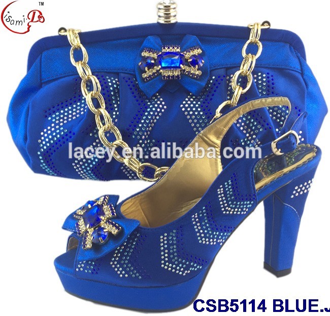 CSB5114用売上高ミドルラフ靴マッチングバッグロイヤルブルー/フューシャfashionalの色でストーンズとクリスタル用パーティー-フォーマルシューズ問屋・仕入れ・卸・卸売り