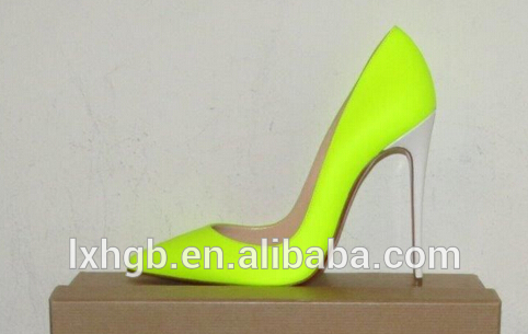 女性ファッション靴女性のハイヒールは尖った白ネオンイエローheel120mmつま先スチレットヒールのポンプ-フォーマルシューズ問屋・仕入れ・卸・卸売り