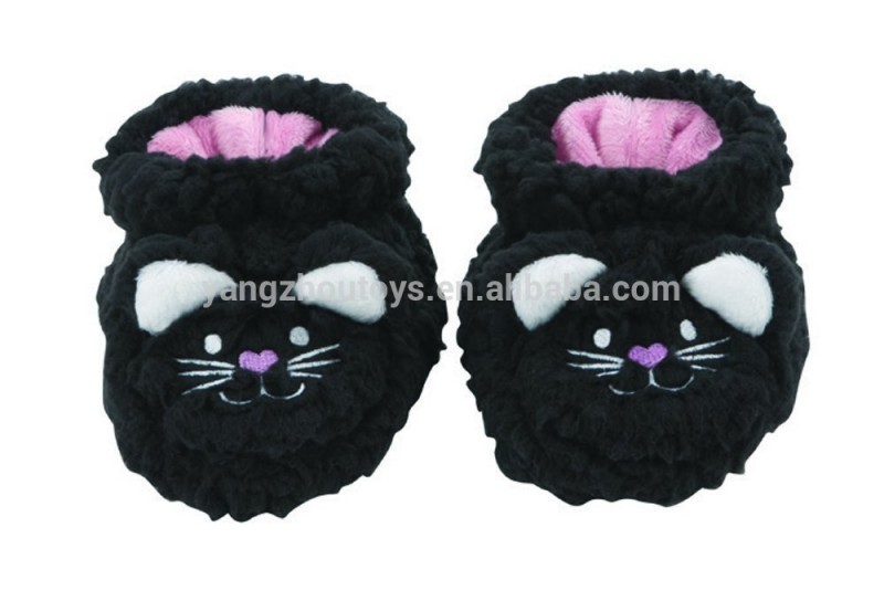 ホット販売黒猫動物ぬいぐるみsofttextileベビー靴下靴柔らかいソールでバルク-スリッパ問屋・仕入れ・卸・卸売り