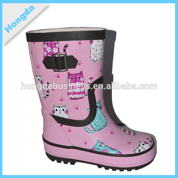ピンクキャラクターブーツ女の子ラバーブーツ固体レインブーツ-ブーツ問屋・仕入れ・卸・卸売り