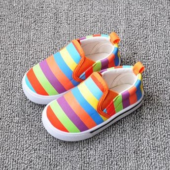 FC2565spring 2016 ストライプ虹子供キャンバス シューズ男の子女の子柔らかい ソール靴-問屋・仕入れ・卸・卸売り