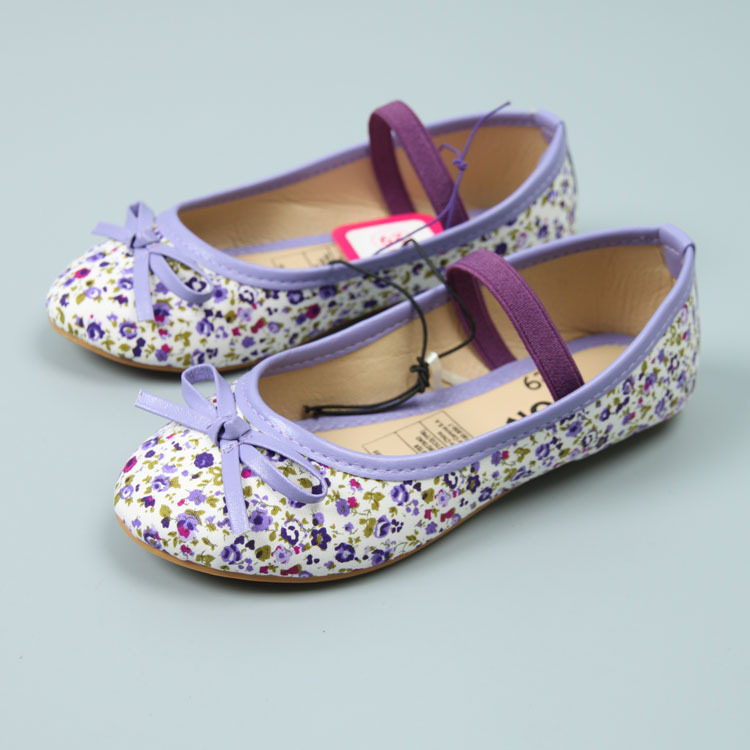 FC1551最新スタイル プリンセス印刷子供靴フラット ソフト唯一の女の子の靴で ちょう結び-カジュアルシューズ問屋・仕入れ・卸・卸売り